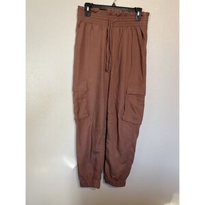 Abercrombie & Fitch Cargo Pants Womens Size Medium Pink/brown Paperbag Jogger